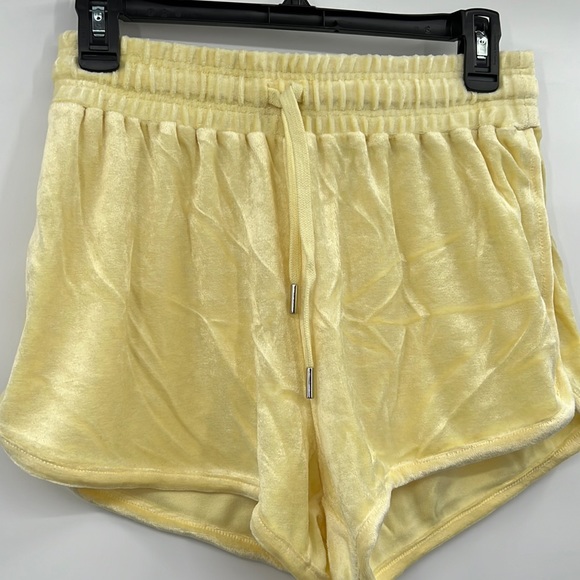 🆕Generation Love New York Lemon Yellow Soft Velour Britt Shorts Choose Love - Picture 9 of 9